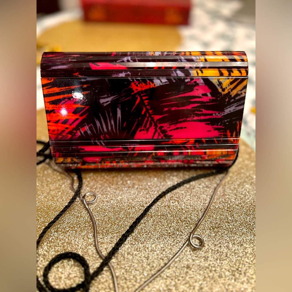Tropical palm tree plastic purse